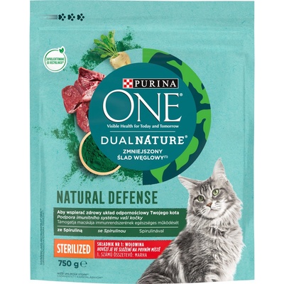 Purina ONE Dual Nature Natural Defense Sterilized s hovädzím a spirulinou 0,75 kg