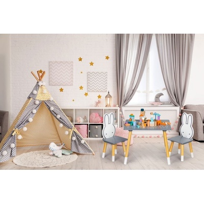 Ecotoys sada dětského stolečku se židlemi zajíček