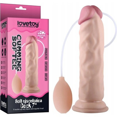 LoveToy Soft Ejaculation Cock 8.5”, realistické stříkající dildo s přísavkou 21 x 4,4 cm