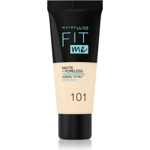 Maybelline new york Fit Me! Matte+Poreless матиращ фон дьо тен за нормална към мазна кожа цвят 101 True Ivory 30ml