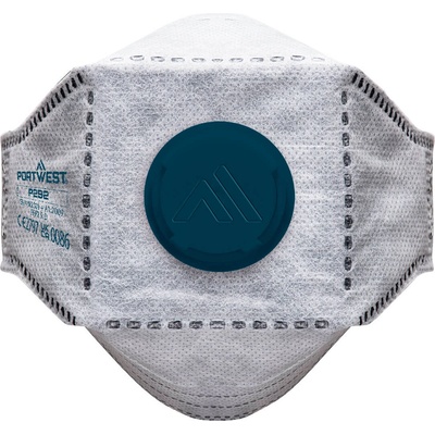 Portwest p292 eagle / Вентилирана сгъваема плоска респираторна маска с въглерод ffp2, 10 броя в опаковка - бяла (p292whr)