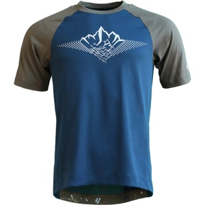 Zimtstern Мъжка фланелка с къс ръкав за колоездене Zimtstern Pureflowz Shirt S/S Cycling jersey - French Navy / Dusty Olive (056-3322-0411)