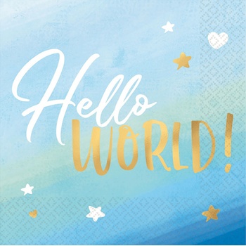 Amscan servítky Hello World modré 33x33cm