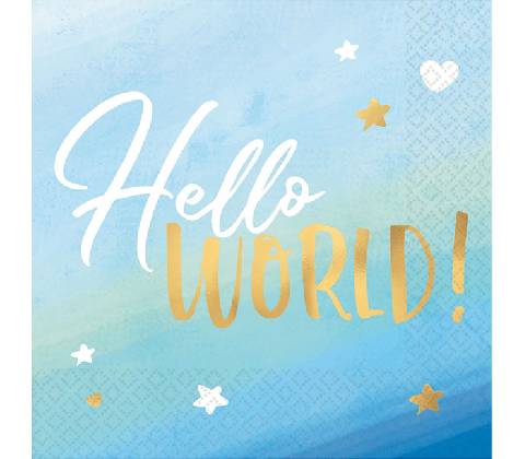 Amscan servítky Hello World modré 33x33cm