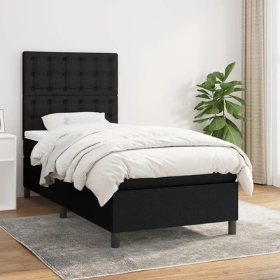 vidaXL Боксспринг легло с матрак, черно, 80x200 см, плат (3142051)