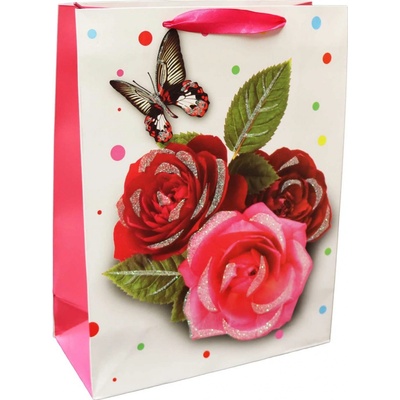 Dárková taška Ruže s motýlem 32*11cm