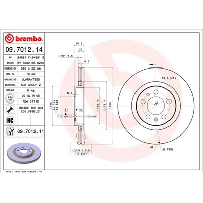BREMBO Brzdový kotúč 09701211