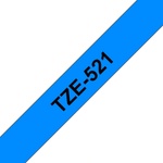 Brother TZe-521, 9 мм x 8 м, ламинирана, черно на син фон, за P-touch (TZe-521)