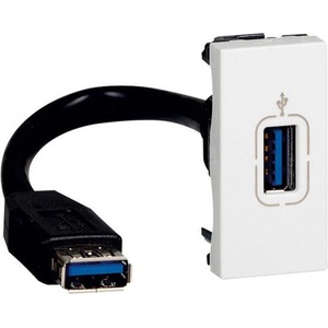 Legrand Розетка USB 3.0 за комуникация тип A 1 мод. с кабел 15см. цвят Бял Mosaic - 078746 (078746)