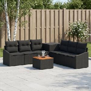 vidaXL Комплект дивани 8 бр. Черно 55 x 55 x 37 см Полиротан и стомана (3448212)