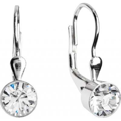 Evolution Group strieborné náušnice visiace s kryštálmi Swarovski biele okrúhle 31112.1