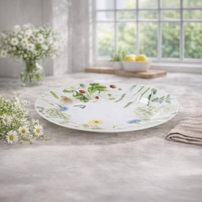 Gilde Mělký porcelánový talíř Divoké květy 498187, Ø 26,5 × v 2,5 cm