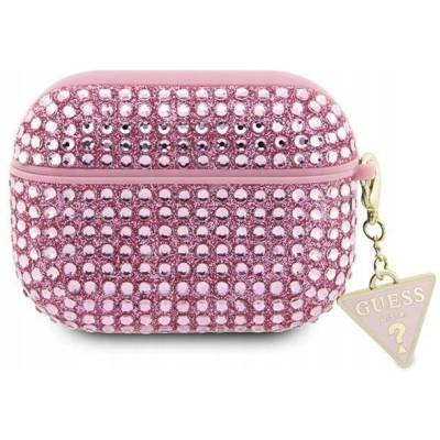 GUESS Калъф за Airpods Guess Rhinestones Triangle Metal Logo Case за AirPods 1/2 - Розов