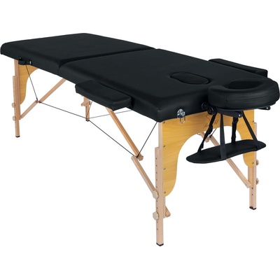 BodyFit Сгъваема XXL 2-зонова дървена масажна кушетка 223x70, 5cm - Черна (4087)