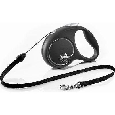 flexi Original каишка, черен дизайн, черна M - 5 м, до 20 кг - шнур