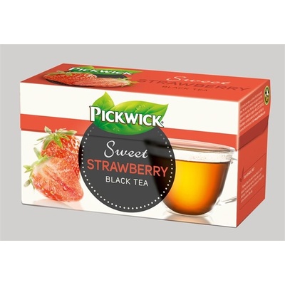 PICKWICK Čierny čaj jahoda 20 x 1,5 g