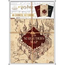 CurePink Set 3 poznámkových bloků A6 Harry Potter Ikony & Mapy 10,5 x 14,8 cm SLHP472