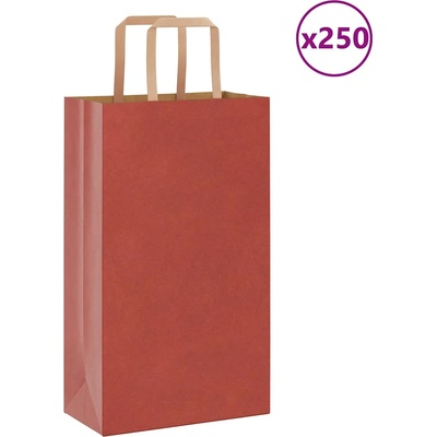 vidaXL Хартиени торбички 250 бр с дръжки червени 21x11x36 см (4101981)