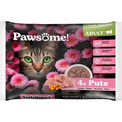 Pawsome! Adult s krůtím mäsom 4 x 85 g