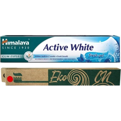 х Еко Си Комплект - Паста за зъби Active White, 75 ml + Четка за зъби, асортимент