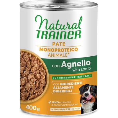 Natural Trainer Pate Monoproteico Medium & Maxi Adult jehněčí a celozrnné obiloviny 6 x 400 g