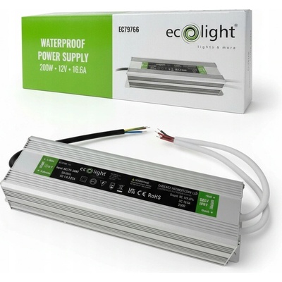 ECOLIGHT Hermetický napájecí zdroj - 12V - 16A - 200W EC79766