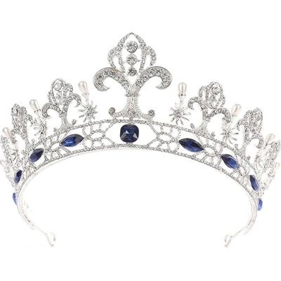 B-Top barokní svatební korunka Blue Tiara postříbřená – Zboží Dáma