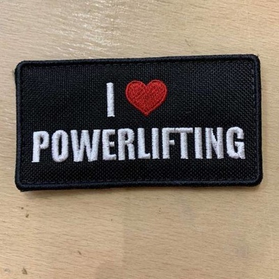 Workout nášivka I love Powerlifting- 95 x 50 mm se suchým zipem