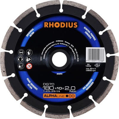 Rhodius 304094 DG70 diamantový řezný kotouč Průměr 180 mm Ø otvoru 22.23 mm beton 1 ks