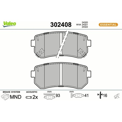 Sada brzdových platničiek kotúčovej brzdy VALEO 302408