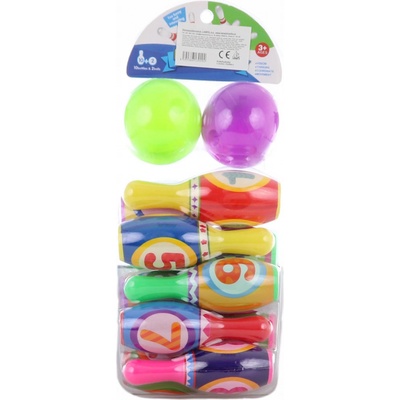 Hra Kuželky barevné s čísly set 10ks se 2 koulemi bowling