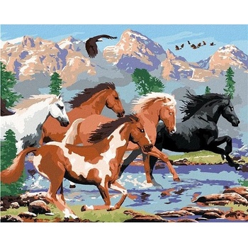 Maľovanie podľa čísel Divoké kone v horách Howard Robinson