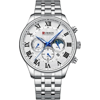 Curren Мъжки часовник Curren Orfèvrerie, Неръждаема стомана, Хронограф, Сребрист / Бял (CURREN-8427-SILVER-WHITE)