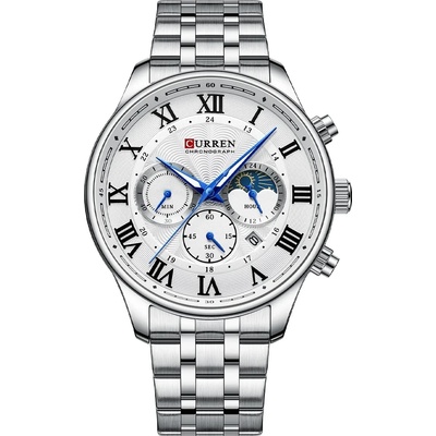 Curren Мъжки часовник Curren Orfèvrerie, Неръждаема стомана, Хронограф, Сребрист / Бял (CURREN-8427-SILVER-WHITE)