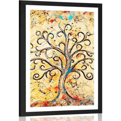 Plakát s paspartou symbol stromu života - 40x60 white