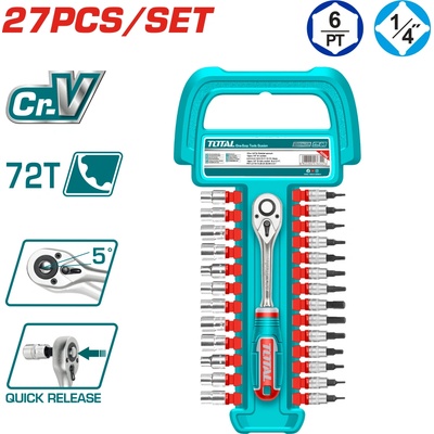 TOTAL Гедоре комплект total industrial 1/4", 27 части (tl ind tht141271)