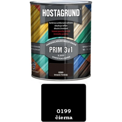 HOSTAGRUND PRIM 3v1 farba na kov Pololesk S2177 - 0199 čierna 0,6l, 0,6l