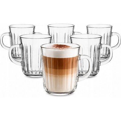 Design 6x Sklenené hrnčeky na kávu a čaj so skleneným uchom Altom Venus 230 ml