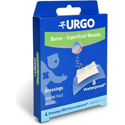 URGO Burns Waterproof náplasť na popáleniny 10x 7 cm 4 ks