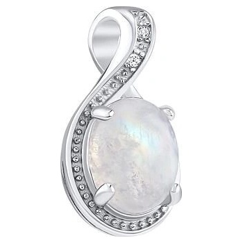 SILVEGO Strieborný prívesok s pravým Mesačným kameňom a s Brilliance Zirconia JST14811EMS