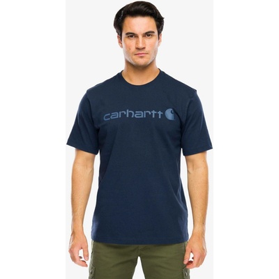Carhartt Bavlněné tričko Dearborn Relaxed Logo T-Shirt navy/dark blue