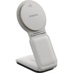 Baseus - Стойка за кола с безжично зареждане PrimeTrip C02 (C40169003211-00) - Магнитна дръжка за табло, 15W - Лунно бяло