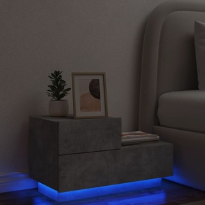 vidaXL Нощно шкафче с LED осветление, бетонно сив, 70x36x40, 5 см (836780)