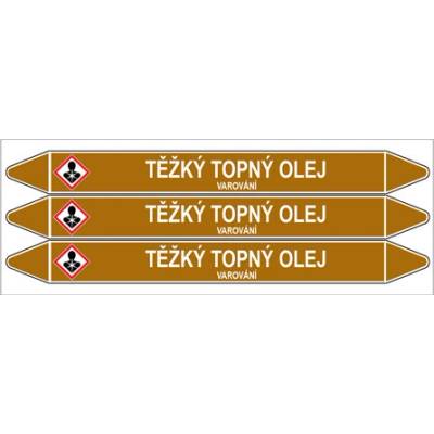 Značení potrubí, těžký topný olej,3 ks, 355 × 37 mm PZ 008034