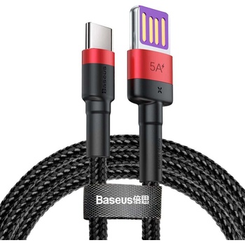 Baseus Кабел Baseus Cafule Quick Charge USB-C Cable (CATKLF-P91), от USB A(м) към USB-C(м), 1m, черен (CATKLF-P91 / 47599)