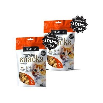 DR MALOU Mäsové kocky 100% lyofilizovaného mäsa lososa 2x 50 g