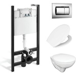 Roca Комплект Eco Solution с бутон хром гланц 4 в 1, WQ8Q23700000004 + WQ3U86210040003 + WQ8G02500000001 + H8913980000001 (250072)