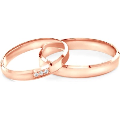 SAVICKI Сватбени халки: розово злато, скосени. 3 мм