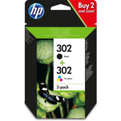 HP Hp 302 2 пакета черни/трицветни оригинални касети с мастило (x4d37ae)