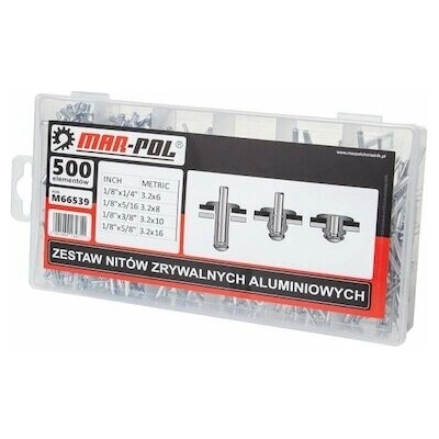 MAR-POL Trhací nýty 3,2 mm, sada 500 ks - M66539 – Zboží Mobilmania